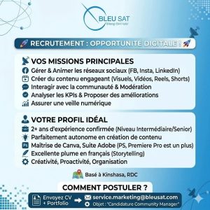 recrutement stratège digital RDC 
