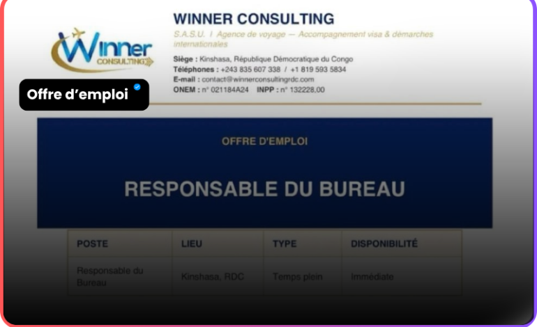 Responsable du Bureau Winner Consulting